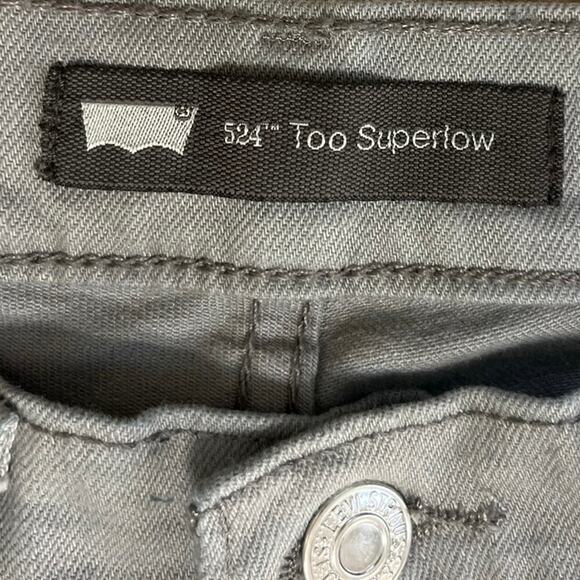 Levi's 524 Too Superlow Skinny Gray Jeans Stud Front Pockets 28x30 Biker Grunge - Picture 3 of 13